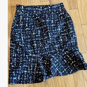 Women’s Navy Carolina Herrera CH Ruffle-Hem Skirt - Navy Multi